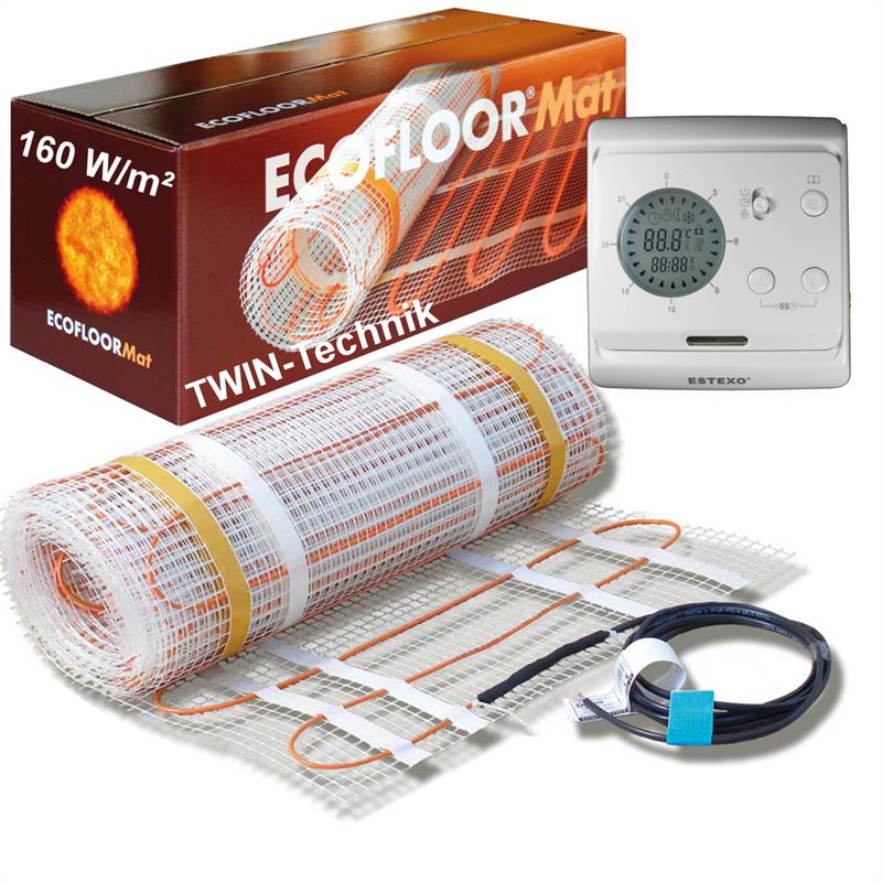Miniaturansicht 2  - ECOFLOOR® Fußbodenheizung elektrisch 160 Watt/m² 1- 12m² Heizmatte Thermostat