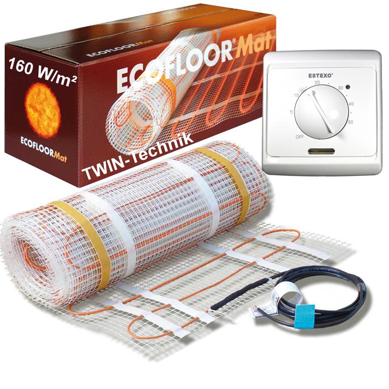 Miniaturansicht 3  - ECOFLOOR® Fußbodenheizung elektrisch 160 Watt/m² 1- 12m² Heizmatte Thermostat