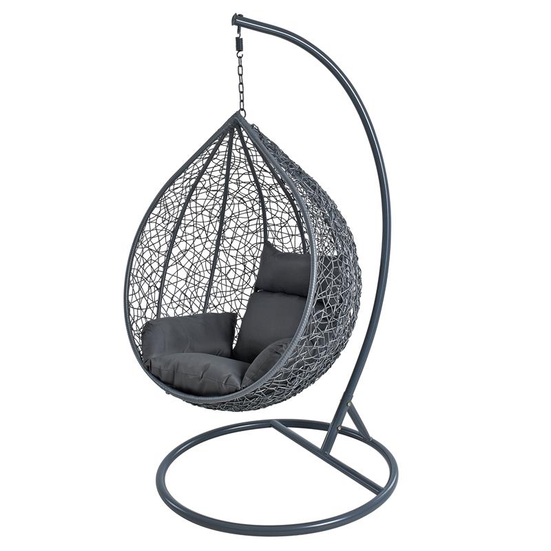 Polyrattan Hängesessel Hängekorb mit Gestell Rattan