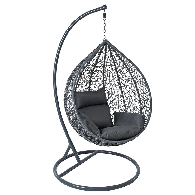 Polyrattan Hängesessel Hängekorb mit Gestell Rattan