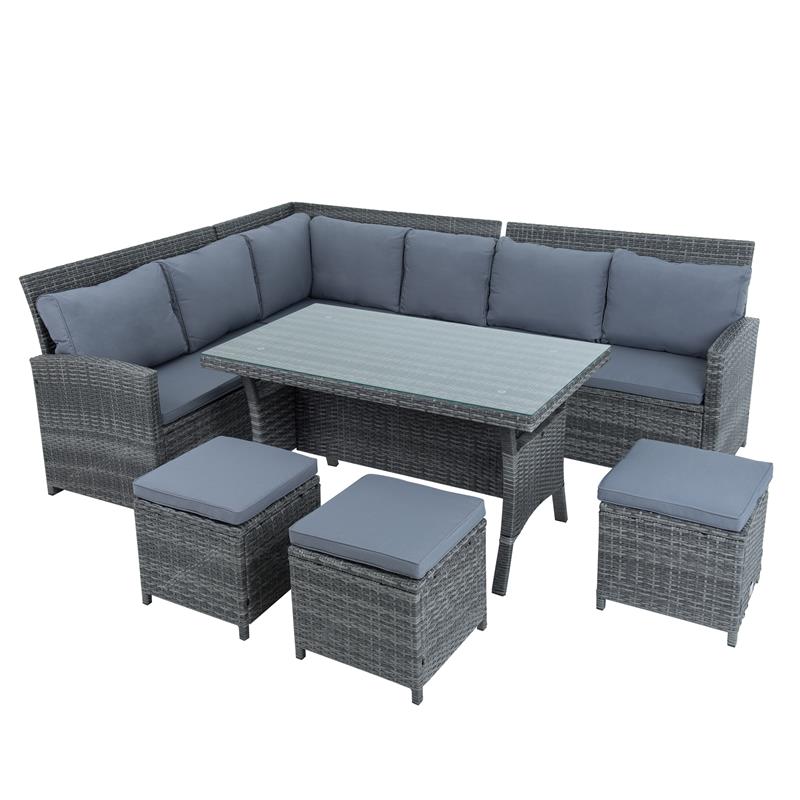 Polyrattan Essgruppe 20tlg Lounge Möbel Sofa Gartenset Gartengarnitur Sitzgruppe