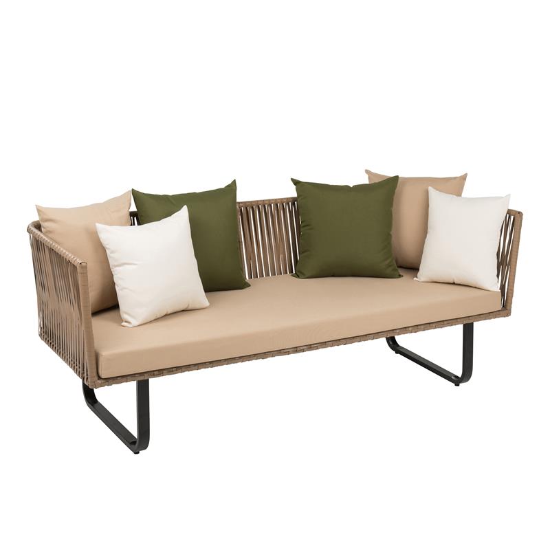 B-Ware Polyrattan Lounge Couch Garten Sofa Sitzgruppe 3-Sitzer Indoor